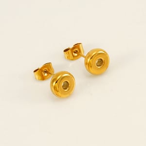 1 Pair Simple Series Elegant Letter O Titanium Steel  Gold Color Women's Stud Earrings h5 